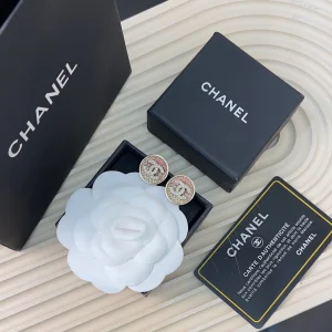 Chanel Crystal CC Round Earrings