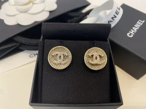 Chanel Crystal CC Round Earrings