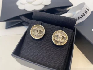 Chanel Crystal CC Round Earrings