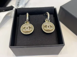 Chanel Crystal CC Round Earrings