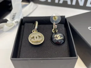 Chanel Crystal CC Round Earrings