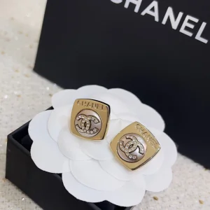 Chanel Crystals CC Square Earrings