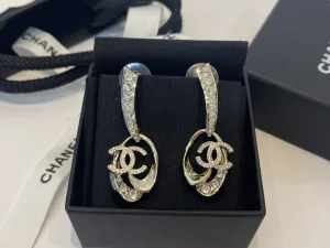 Chanel Crystals CC Pendant Earrings