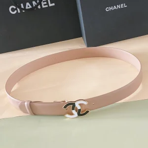 Chanel CC Logo Leather Belt Pink 30MM