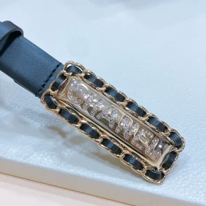 Chanel Leather Belt Black 20MM