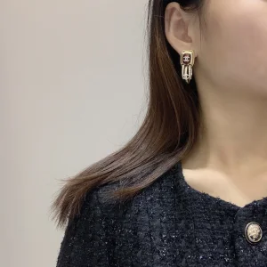 Chanel Crystals CC Gold Earrings