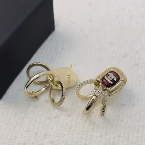Chanel Crystals CC Gold Earrings