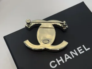 Chanel CC Logo Pin Brooch Gold