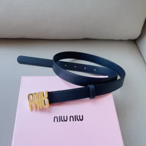 Miu Miu Logo Leather Belt Black 20MM
