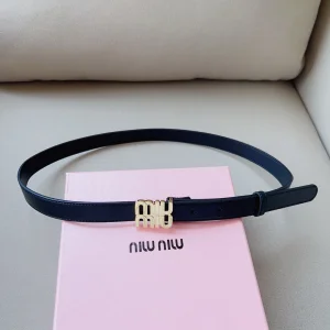 Miu Miu Logo Leather Belt Black 20MM