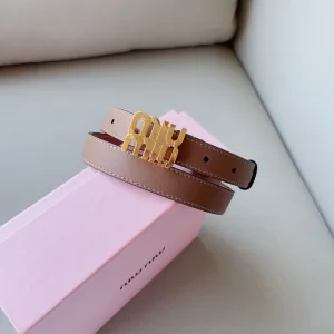 Miu Miu Logo Leather Belt Brown 20MM
