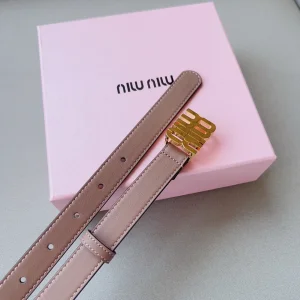 Miu Miu Logo Leather Belt Brown 20MM