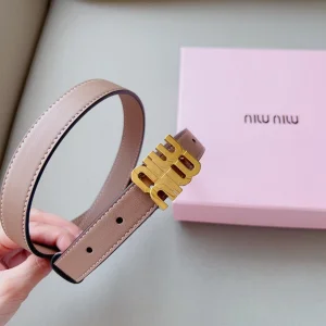 Miu Miu Logo Leather Belt Brown 20MM