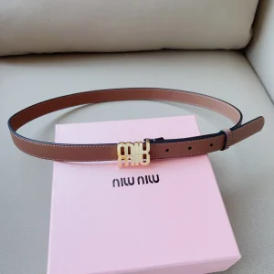 Miu Miu Logo Leather Belt Brown 20MM