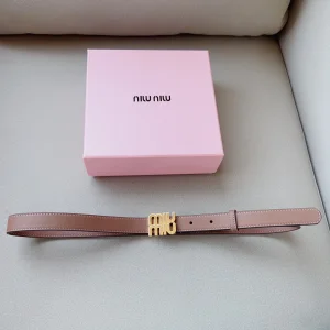 Miu Miu Logo Leather Belt Brown 20MM