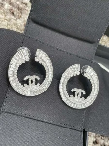 Chanel Crystals CC Round Earrings