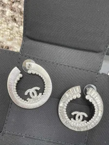 Chanel Crystals CC Round Earrings
