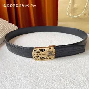 Burberry Black Leather Belt 35MM