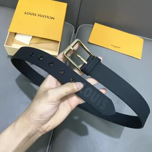 Louis Vuitton Black Leather Belt 35MM