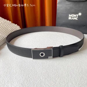 Mont Blanc Leather Belt Black 35MM