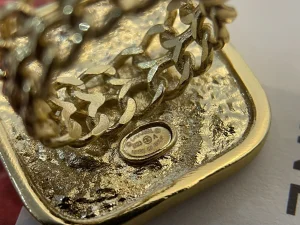 Chanel Crystal CC Square Gold Rings