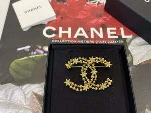 Chanel Gold Double C Brooch