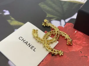 Chanel Gold Double C Brooch