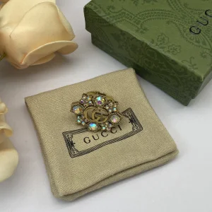 Gucci Double G Crystal Flower Rings