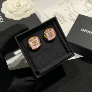 Chanel CC Log Square Earrings Pink