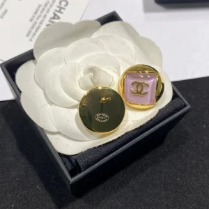 Chanel CC Log Square Earrings Pink