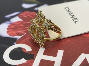 Chanel Gold CC Flowers Rings