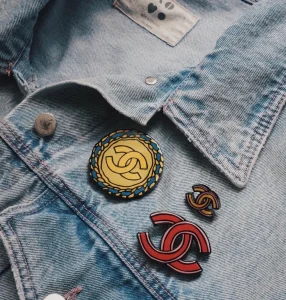 Chanel Round CC Brooch Yellow Blue
