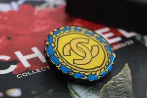 Chanel Round CC Brooch Yellow Blue