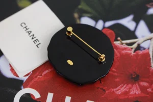 Chanel Round CC Brooch Yellow Blue