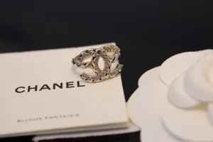 Chanel Crystal CC Gold Rings