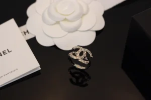 Chanel Crystal CC Gold Rings