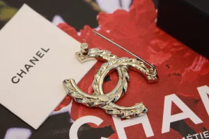 Chanel Crystal CC Logo Brooch