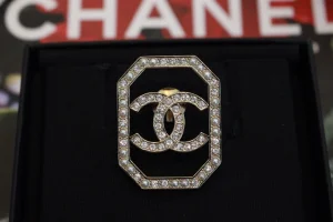Chanel Crystals CC Logo Brooch