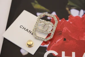 Chanel Crystals CC Logo Brooch