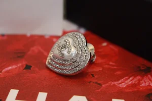 Chanel Crystal CC Heart Brooch