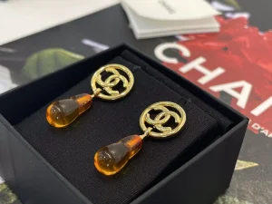 Chanel Gold CC Logo Round Earrings