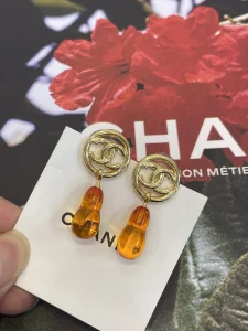 Chanel Gold CC Logo Round Earrings