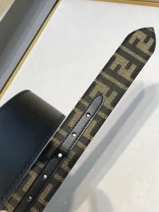 Fendi FF Squared Black Leather Belt 35MM