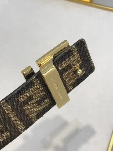 Fendi FF Squared Black Leather Belt 35MM