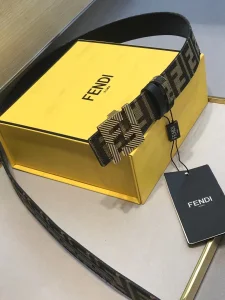 Fendi FF Squared Black Leather Belt 35MM