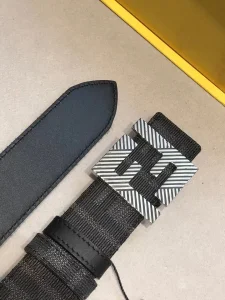 Fendi FF Squared Black Leather Belt 35MM