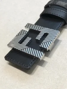 Fendi FF Squared Black Leather Belt 35MM