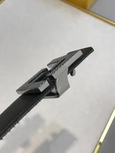 Fendi FF Squared Black Leather Belt 35MM