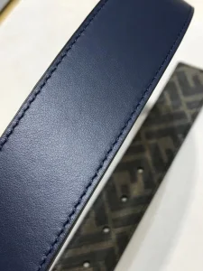 Fendi FF Squared Blue Leather Belt 35MM