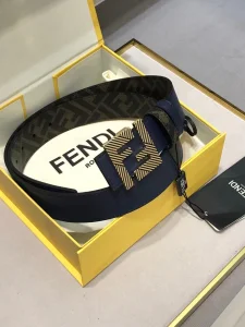 Fendi FF Squared Blue Leather Belt 35MM